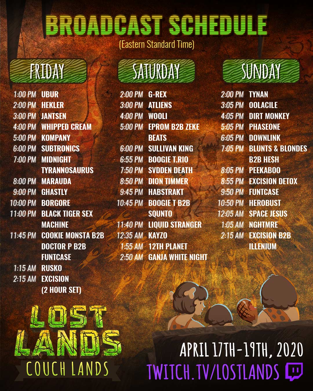 Couch Lands Schedule!